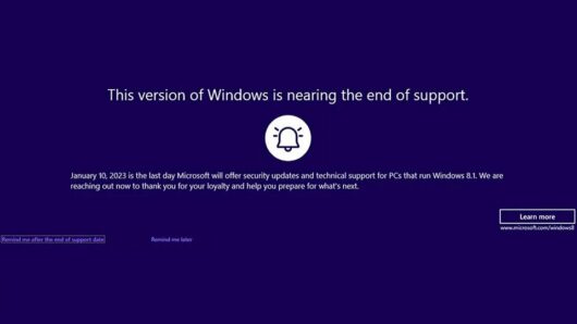 Windows 8.1 end of life notification