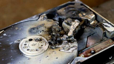 Burnt and destroyed hard drive