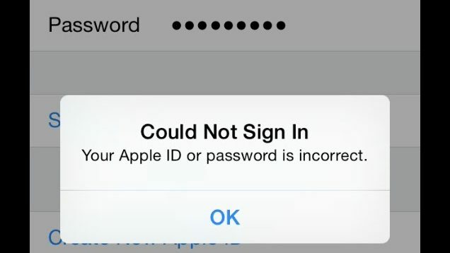 Blog - Incorrect Apple ID or password error message