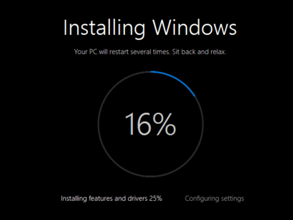 Installing WIndows 10 screen