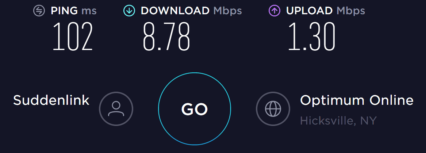 Speedtest results on a slow ADSL connection
